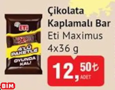 ETİ MAXİMUS ÇİKOLATA  KAPLAMALI BAR